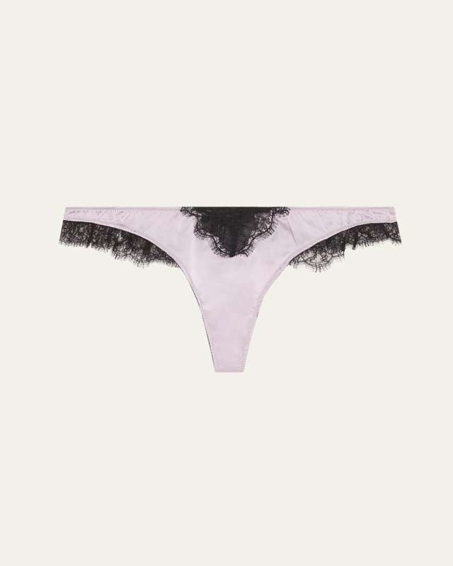 Sensuel Lace-Trim Silk Thong